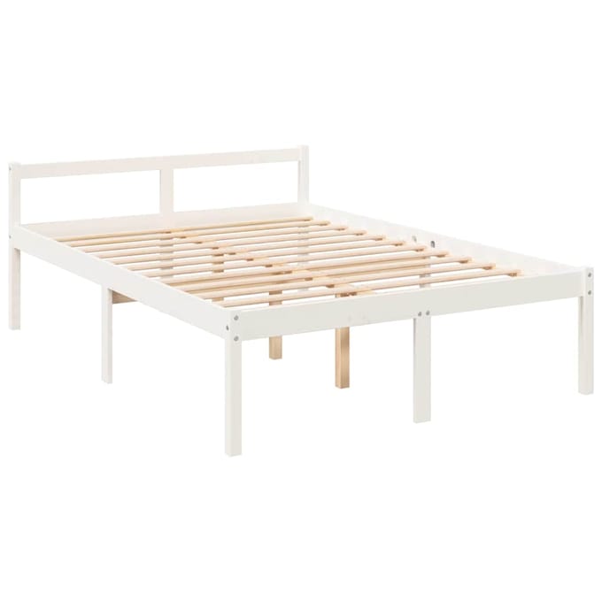 vidaXL - Seniorenbed - massief - grenenhout - wit - 140x200 - cm