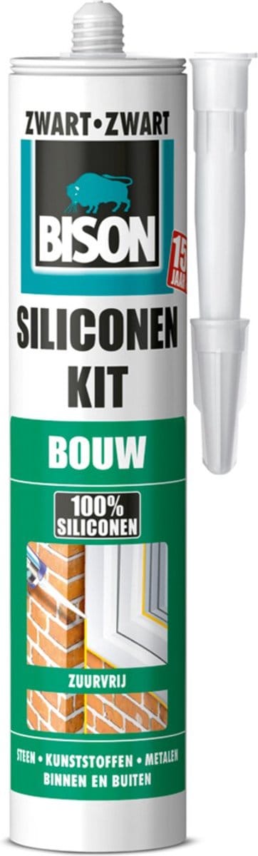 Bison Siliconenkit Bouw zwart koker 300 ml blijvend elastisch, waterbestendig, alle bouwafdichtingen