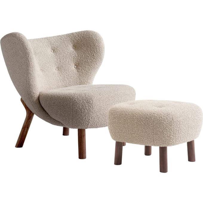 &Tradition Little Petra VB1 Fauteuil & ATD1 Poef  - karakorum 003 - oiled walnut