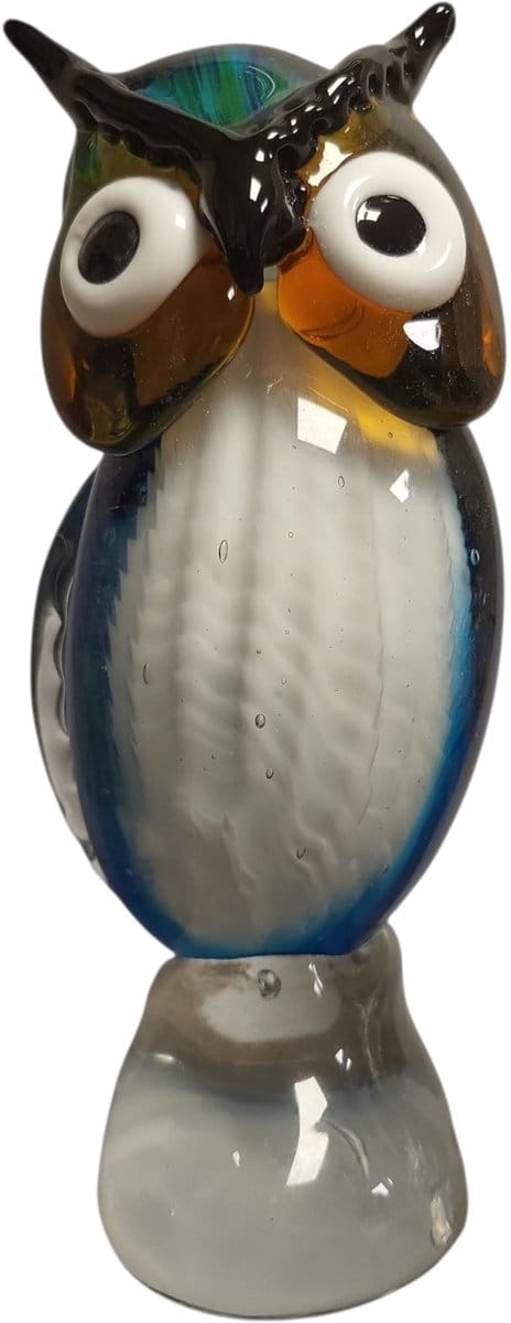 Uil - Glas - Glassculptuur - Groen/Blauw - 9x21x12 cm - Kristalglas
