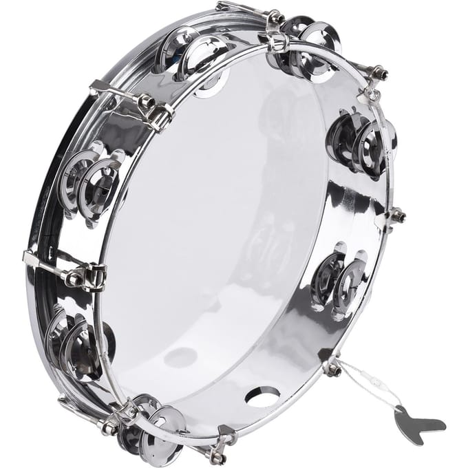 Tamboerijn Handbel Handtrommel met percussie-instrument met dubbele rij jingles 10-inch