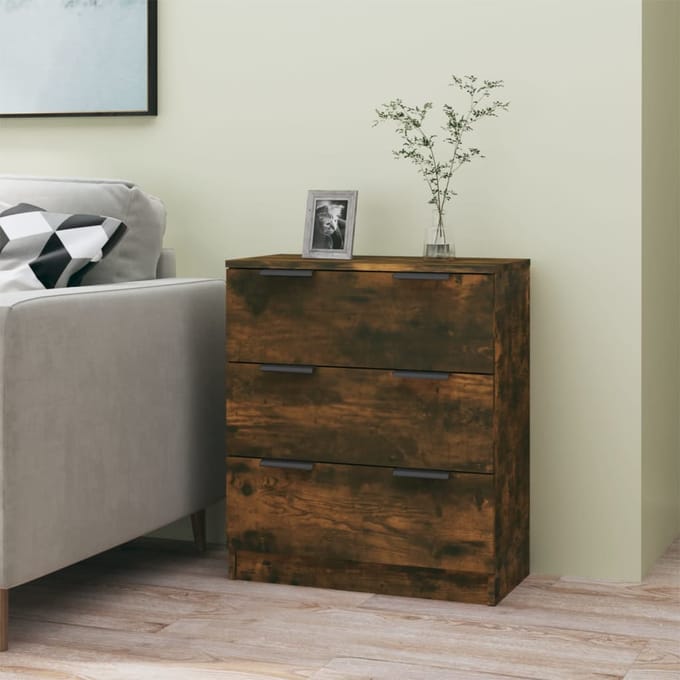 vidaXL - Dressoir - 60x30x70 - cm - bewerkt - hout - gerookt - eikenkleurig