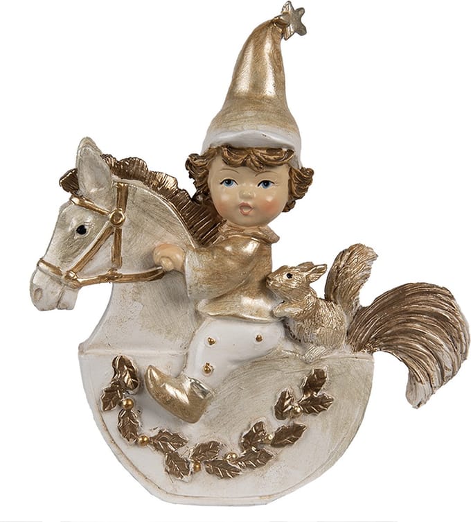 Clayre & Eef Decoratie Beeld Kabouter 11 cm Beige Polyresin