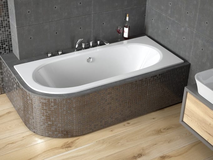 Badland AVITA SLIM hoekbad 150 x 75 cm rechts wit zonder zijpaneel
