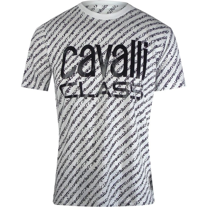 Cavalli Class Vetgedrukt Logo Script Wit T-shirt