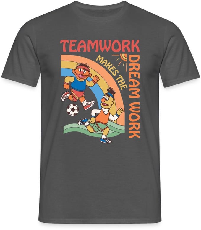 Sesamstraat Ernie En Bert Teamwork T-Shirt Heren