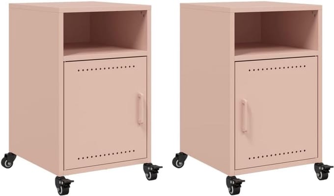 Nachtkastjes Set van 2 Roze Metalen Laden Trendy