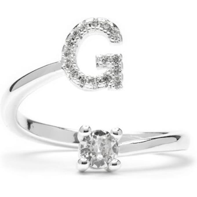 Luxenter Ring met glanzende zirkonia, zilveren afwerking - Alphabet