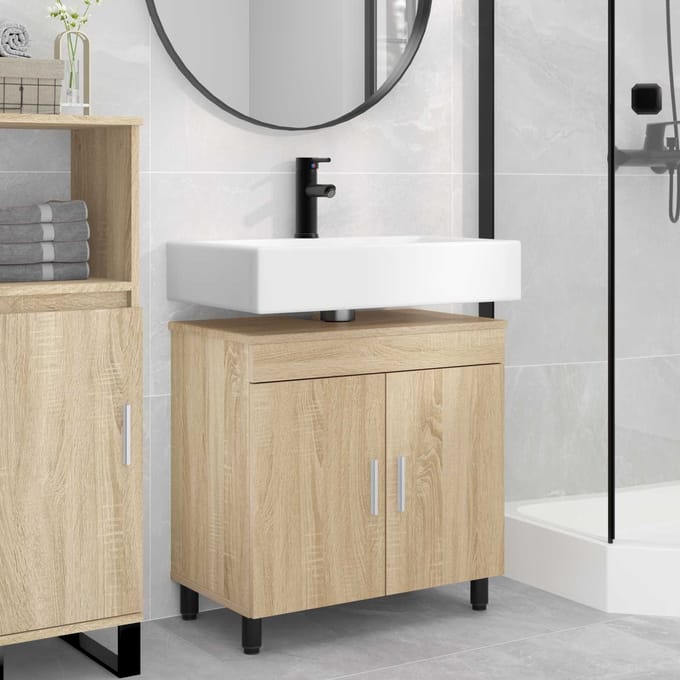 vidaXL - Badkamer - vaniteitsunit - Sonoma - Eiken - 60 - x - 35 - x - 60 - cm