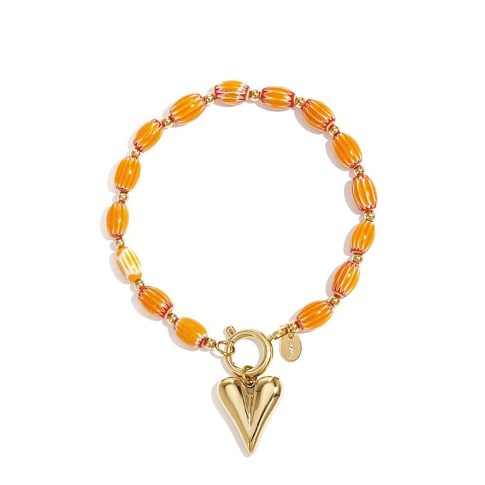 Armband met kralen en hart bedel