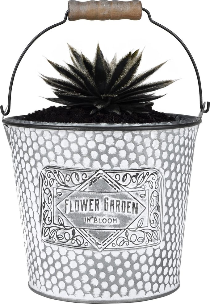 Sunnydays Emmer/plantenpot/bloempot - zink - zilver - D17 x H14 cm