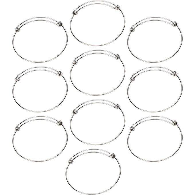 10 Pcs Bracelet Jonc en Acier Inoxydable 1.6mm Réglable Extensible Spirale Accessoires DIY white