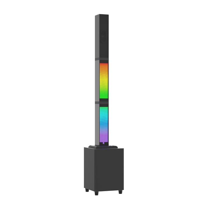 Haut-parleur sans fil BT avec caisson de basses, lumière d'ambiance RVB, machine de karaoké avec entrée microphone AU