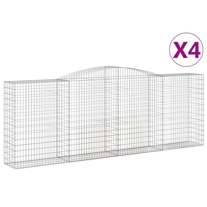 vidaXL - Schanskorven - 4 - st - gewelfd - 400x50x140/160 - cm - ijzer