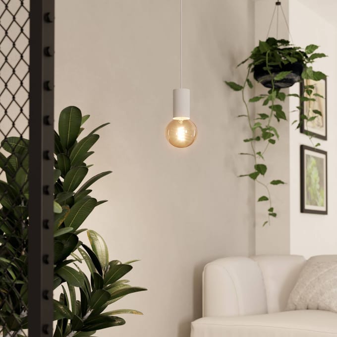 EGLO Pozueta 1 Hanglamp - E27 - Ø 6,5 cm - Wit - Staal