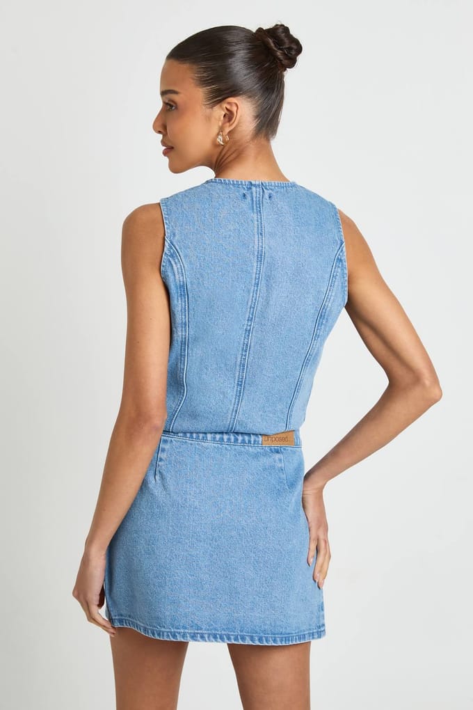 boohoo Dames Denim Mini Rok | Medium Gebleekt | Maat: 38