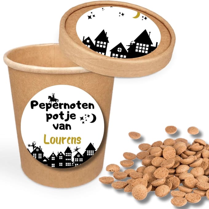 Pepernotenpotje met Naam - Gepersonaliseerd Sinterklaas Cadeau - Kruidnoten