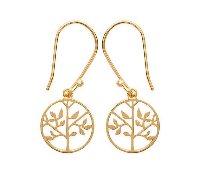 Montebello Oorbellen Levensboom - 925 Zilver Verguld - ∅13mm - 30mm