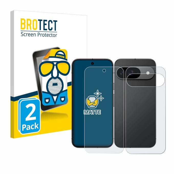 BROTECT - Screenprotector voor Google Pixel 9 (Voor+Achter) - Folie Beschermfolie matte 2 Stuks