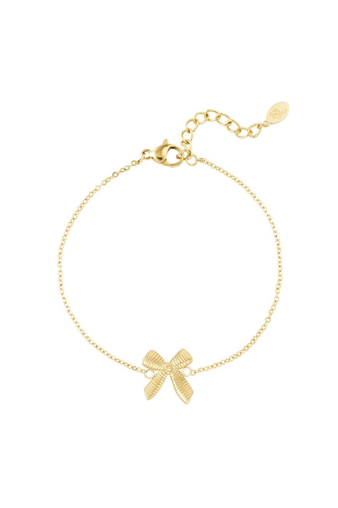 Bijoutheek Armband (Sieraad) Geribbeld Strikje Goud