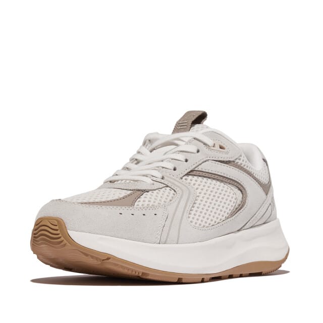 FitFlop F-Mode Flow Suede/Mesh/Leather Flatform Sneakers WIT - Maat 36
