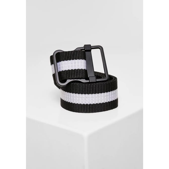 Urban Classics - Easy Stripes Riem - S/M - Zwart/Wit