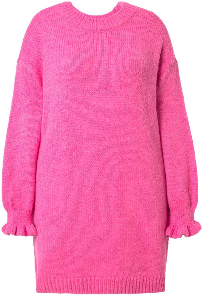 Studio Untold - Dames - Gebreide jurk oversized mouwen met ruches - Roze - Maat 50+