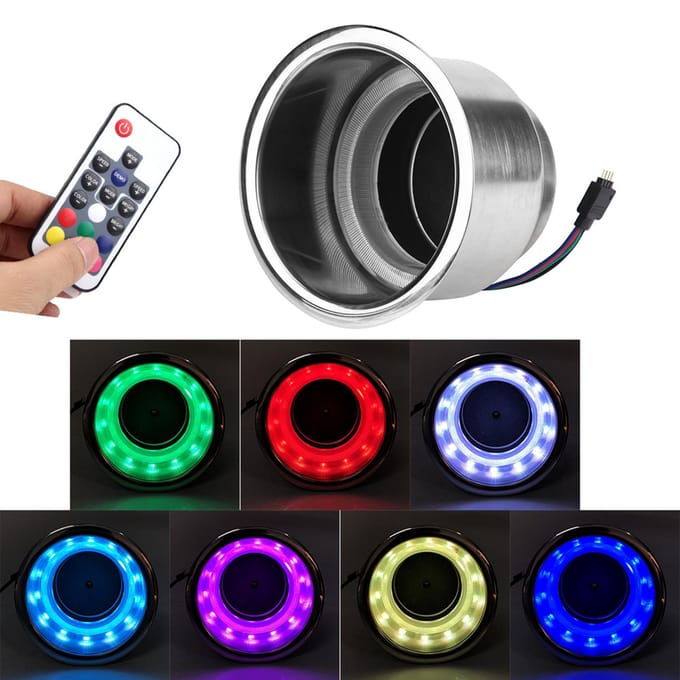 RVS LED RGB Bekerhouder met Afstandsbediening? voor Marine RV Vrachtwagen gray