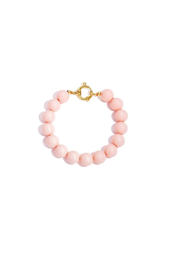 Armband met medium kralen en frontsluiting-12mm - Koraal - Roze