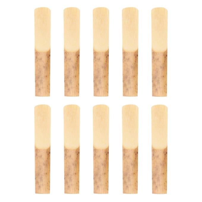 Lot de 10 anches de clarinette avec protection plastique en bambou pour saxophone si bémol 2,5 beige