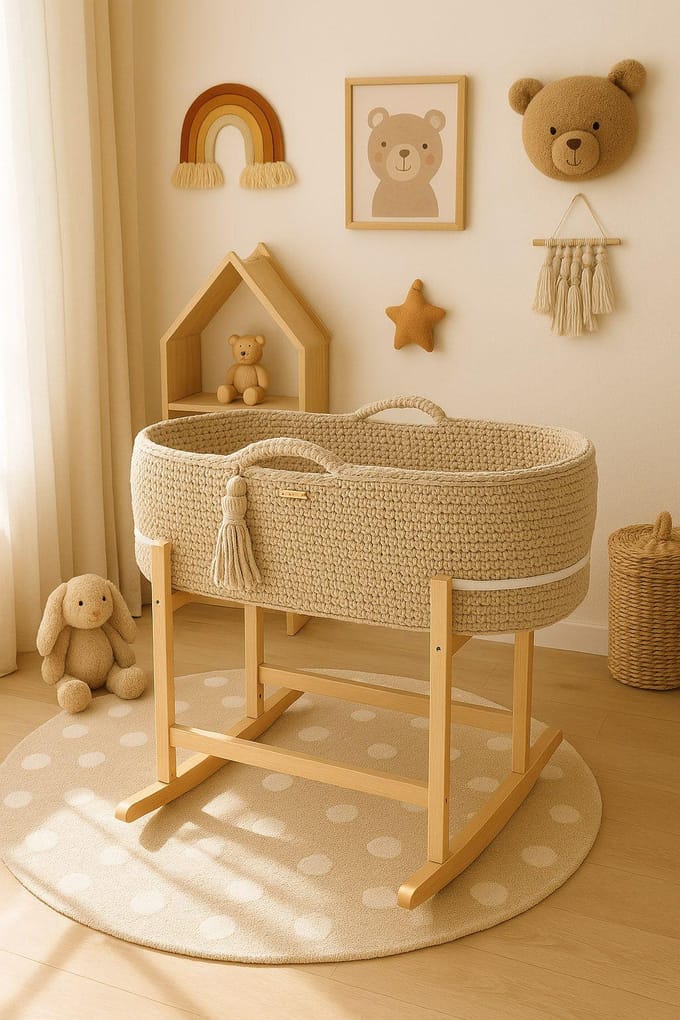 Mozesmand met wiegstandaard «Cuña» | Lichtbeige