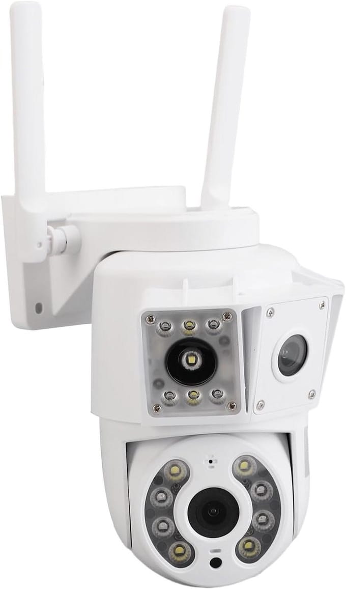 Beveiligingscamera Buiten - WIFI Camera - Huisbewaking - 4 Lens 360 Graden - 1080P HD - Wit