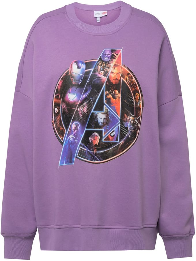 Studio Untold - Dames - Sweatshirt Marvel oversized ronde hals lange mouwen - Lavendel - Maat L