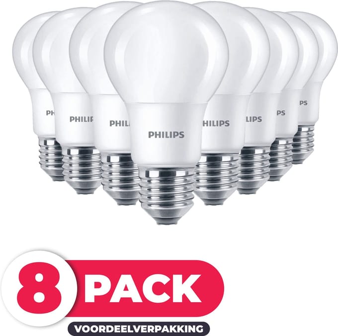 Philips LED E27 - 13W (100W) - Warm Wit Licht - Niet Dimbaar - 8 stuks