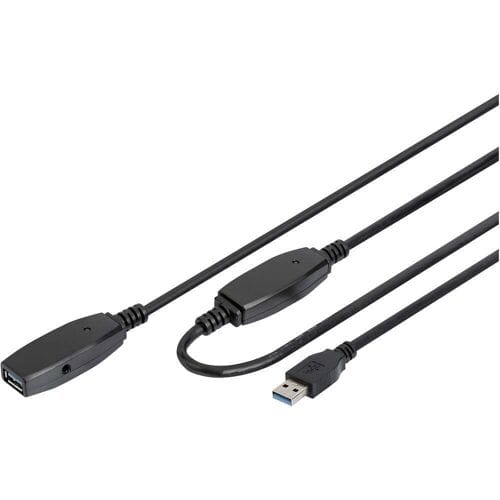 Digitus DA-73105 USB-kabel USB 3.2 Gen1 USB-A stekker, USB-A bus 10.00 m Zwart Afgeschermd, Afgeschermd (dubbel)