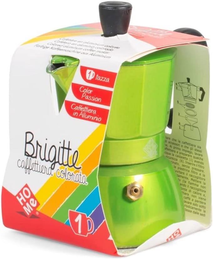 Eenvoudige Aluminium Espressopot voor 1 Kop - Compact en Kleurrijk