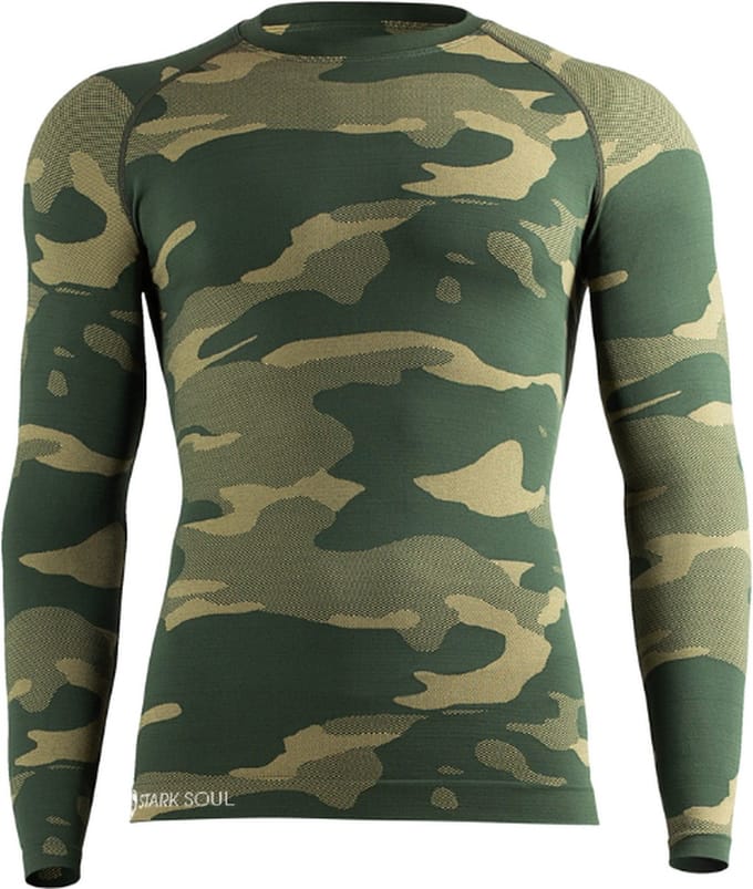 Heren thermoshirt met lange mouwen - Camouflage Groen - Maat S/M