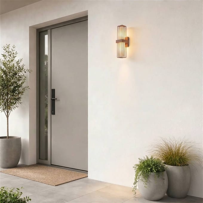 Lucande - Wandlamp buiten - 2lichts - Aluminium, kunststof - H: 41.9 cm - E27 - roest, wit