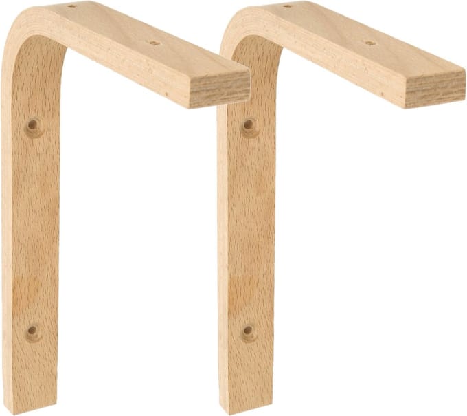 AMIG Plankdrager/planksteun van hout - 2x - lichtbruin - H250 x B200 mm - boekenplank steunen