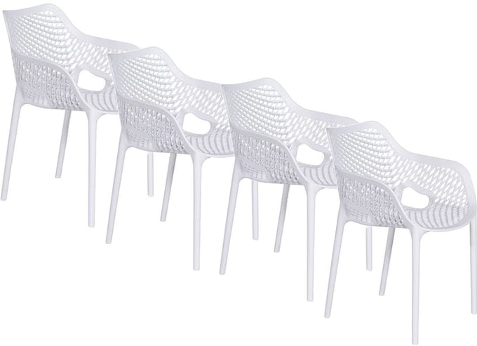 Garden Impressions Air XL kunststof tuinstoel wit - set van 4 stuks