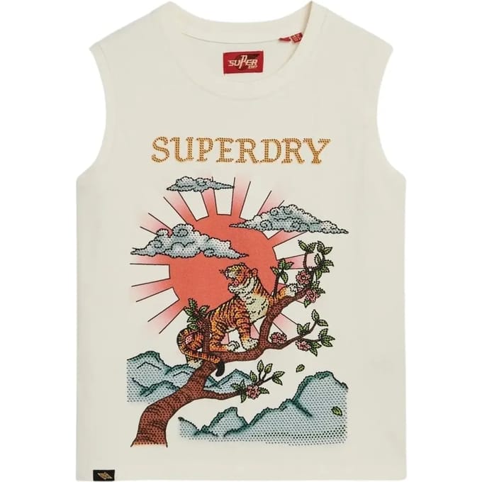 Superdry - Tattoo Rhinestone-hemdje - Dames - Vesten