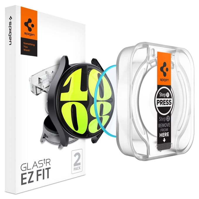 Spigen EZ FIT Glas.tR Screenprotector met applicator voor de Samsung Galaxy Watch 7 - 44 mm - Transparant