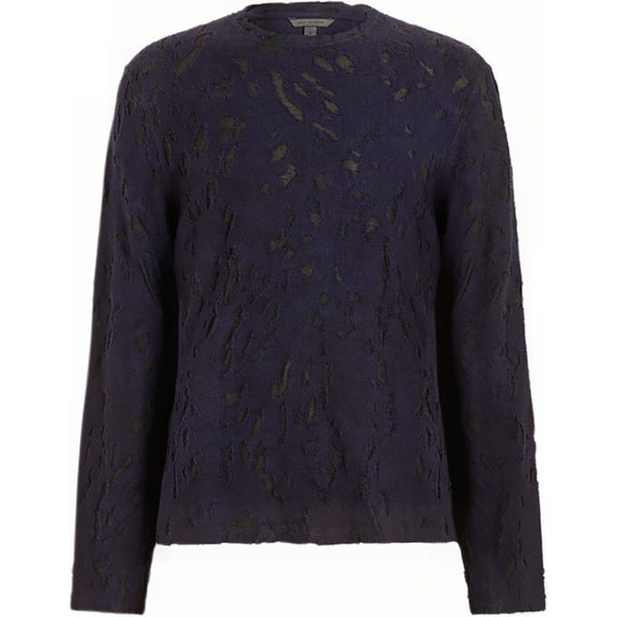 John Varvatos Hansel Ls Terry Flowy Leopard Burnout Cr Night Shadow Taglia: M | Maglioni a maglia Outlet | Uomo | Nero