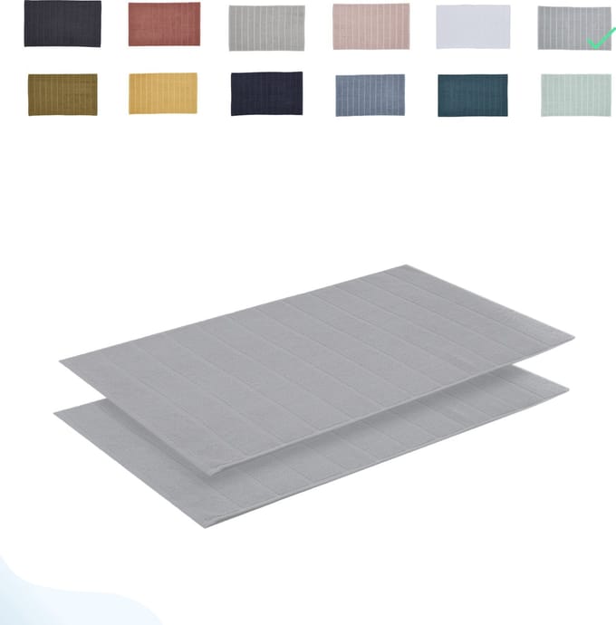 Today badmat/douchemat set 50x80 cm - 2  stuks -  Acier - Lichtgrijs - Katoen - Badkamer Accessoires