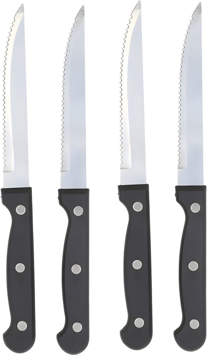 Gerimport vlees / steak messen - 2x - RVS - bakeliet handvat - 21 cm - scherpe messen