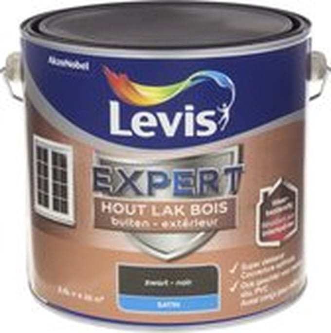 Levis - Expert Hout Lak Buiten Satin - Zwart - 2,5 L