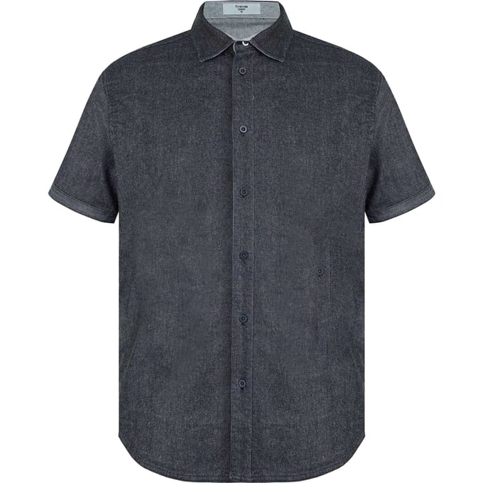 Firetrap Heren Denim Regular Korte Mouwen Shirt (Grijs)