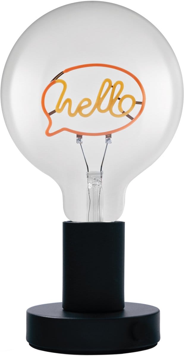 OSRAM 1906 Letter LED tafellamp Hello belettering, neon, 1,2W, E27, zwart, warm wit, textielkabel