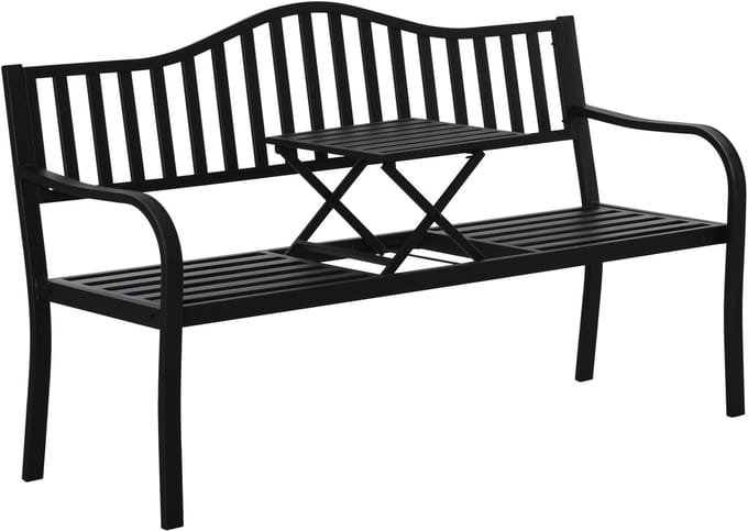 Outsunny Gartenbank Metallrahmen Schwarz