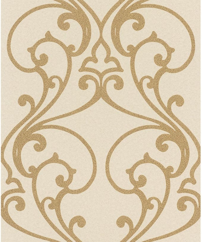 Glitter behang goud beige EXCLUSIEF Vliesbehang ornamenten